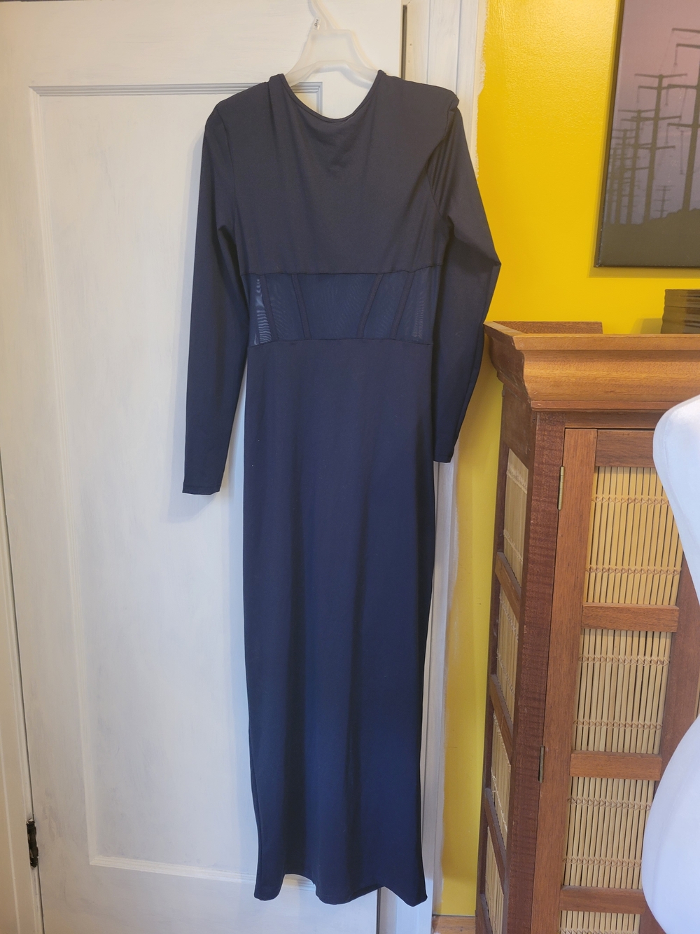 Long Sleeve Navy Twist-Front Maxi Dress - Picture 2 of 9